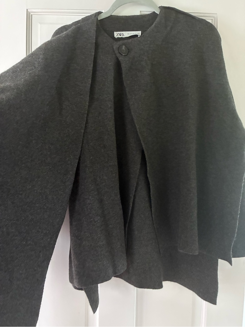 Zara Charcoal Gray Draped Wool Jacket - L/XL - Picture 3 of 5